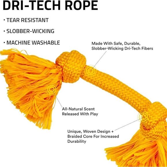 Playology Dri-Tech Rope Dog Toy Cheddar Cheese Flavor - Picture 2 of 3